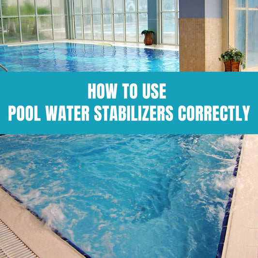 Using pool water stabilizers to maintain balanced water chemistry and protect chlorine