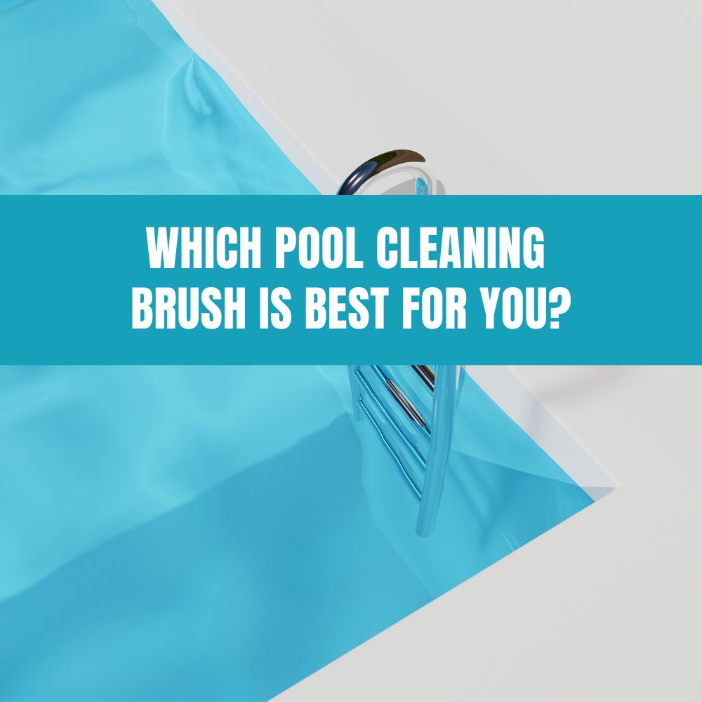 Various types of pool cleaning brushes, including nylon, stainless steel, and combination brushes, for maintaining a clean pool