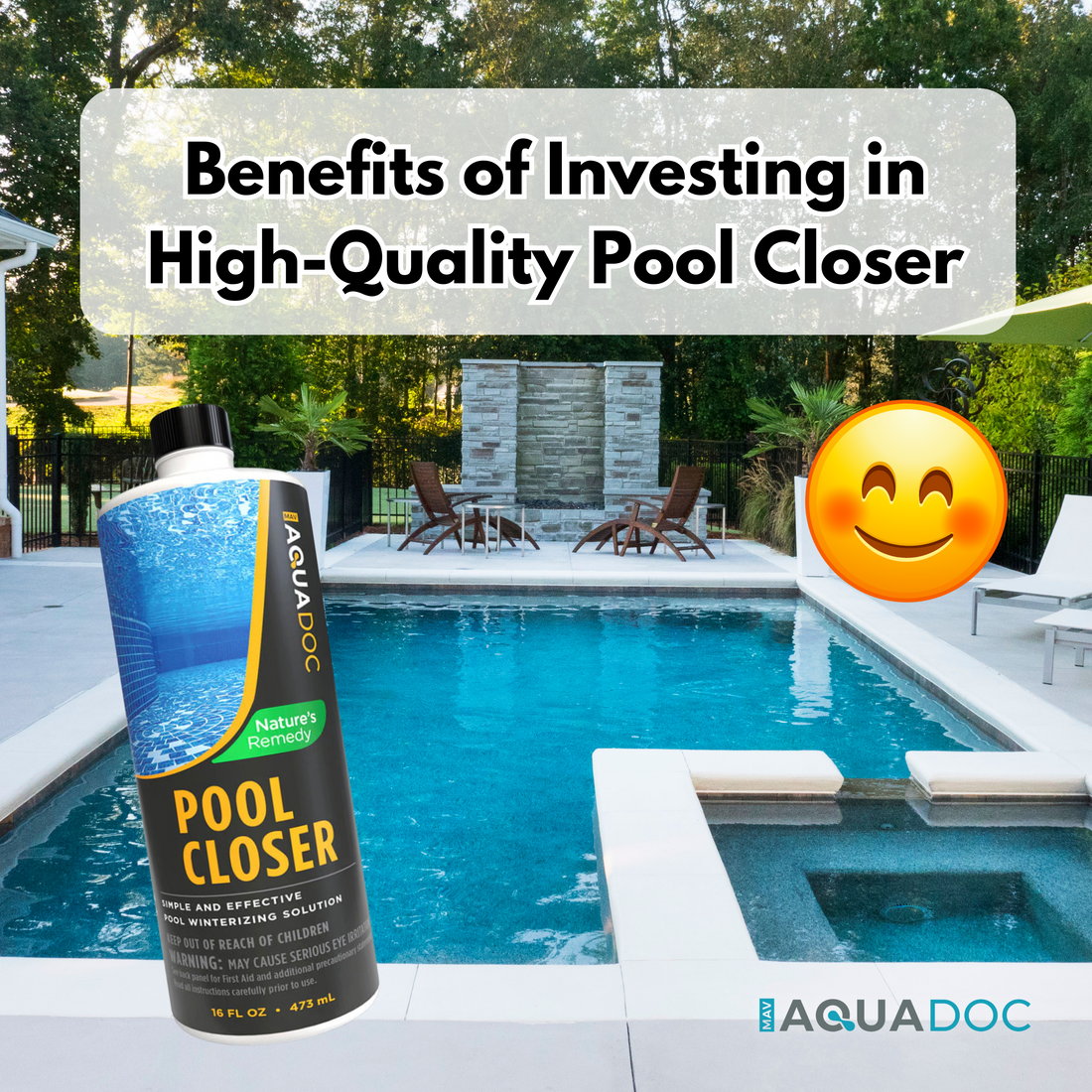 Pool closers stabilizing chlorine and preventing algae growth for crystal-clear winter storage.