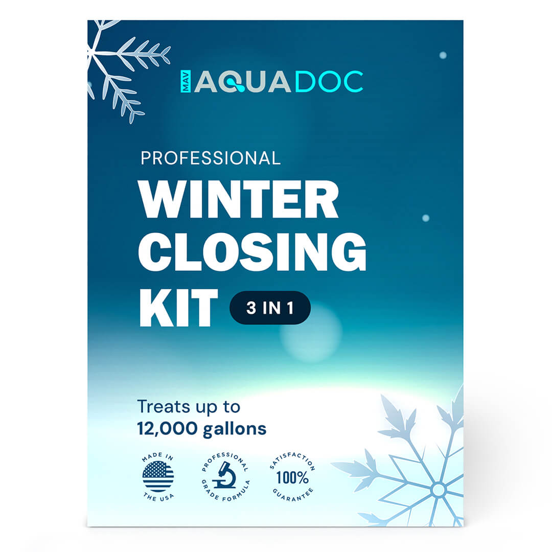 Complete Pool Closing Kit by AquaDoc with enzyme-based winterizing chemicals.