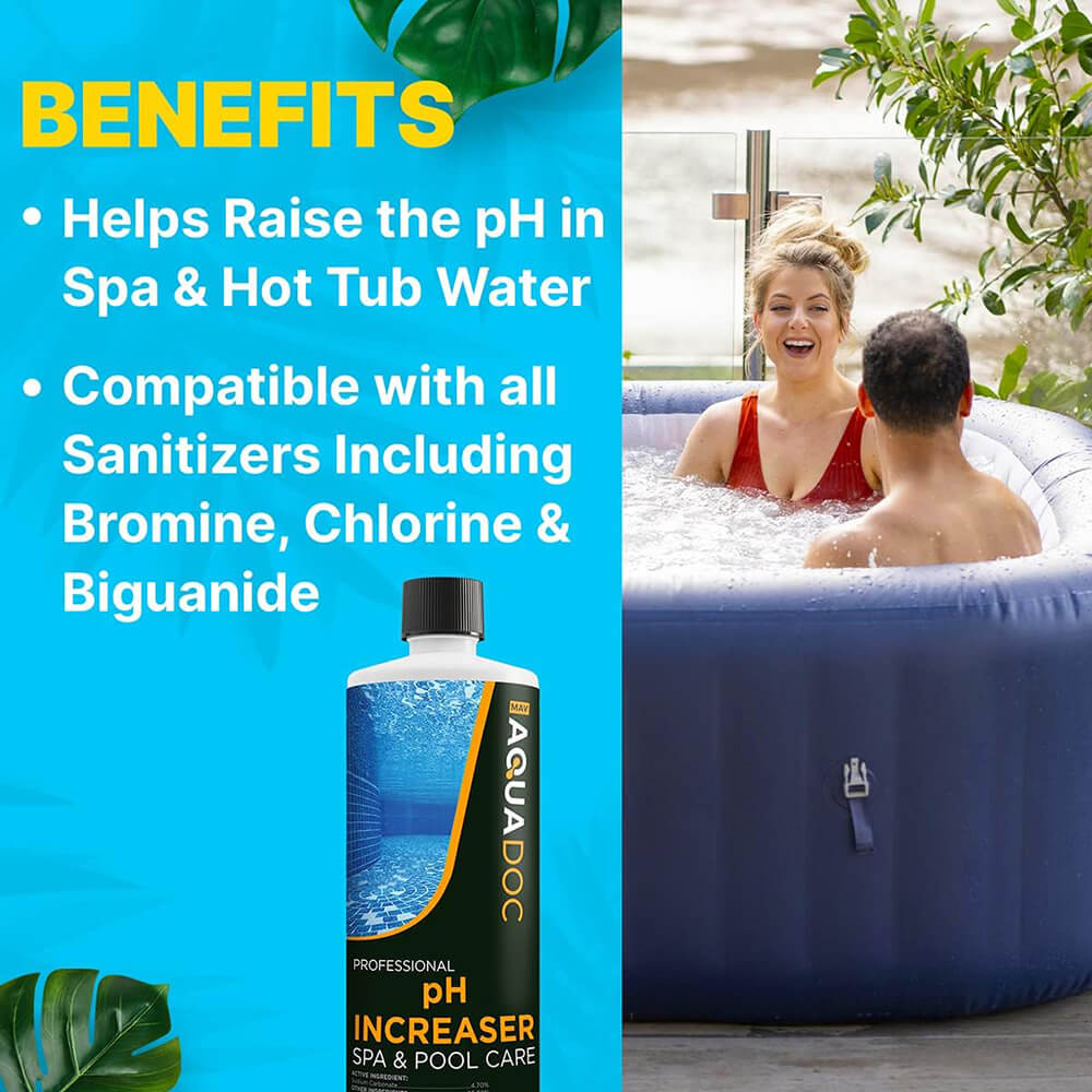 pH Increaser for rapid adjustment of hot tub water pH