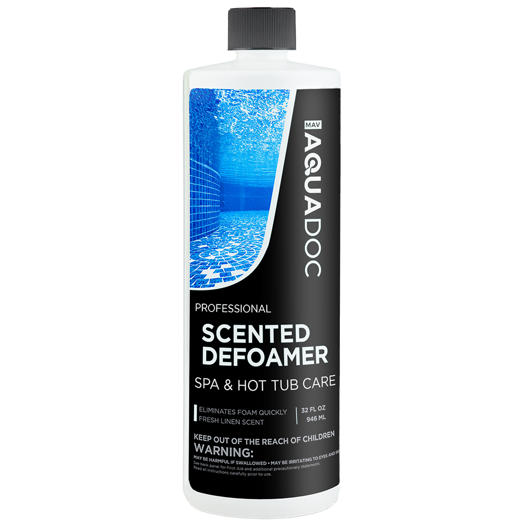 AquaDoc Scented Hot Tub Defoamer showcasing its fresh linen scent.