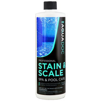 AquaDescale-1, removes scale and mineral deposits from spa surfaces