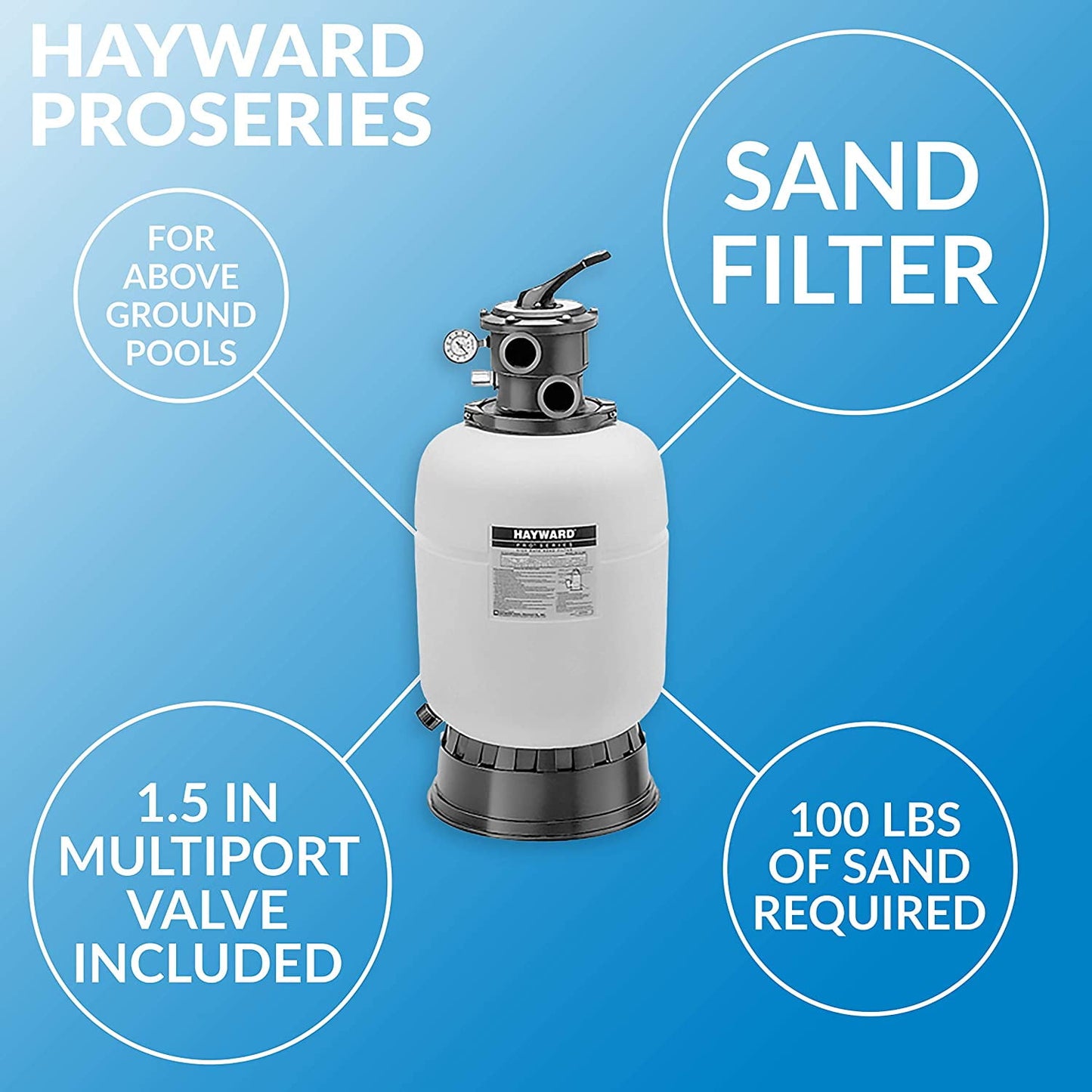 Hayward 16" Pro Series Sand Filter System with Hose W3S166T1580