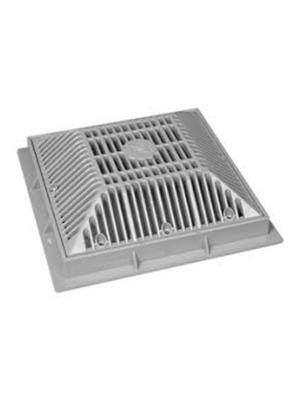 9" x 9" Square Gray Anti-Vortex Main Drain Frame & Grate