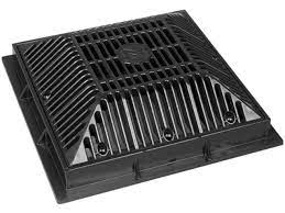 9" x 9" Square Black Anti-Vortex Main Drain Frame & Grate